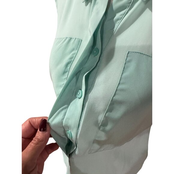 NEW Princess Vera Wang Womens S Green Sheer Top Elegant Chic Blouse Sleeveless - Picture 6 of 11